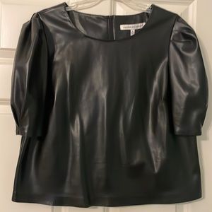 Faux Leather short sleeve top - NEVER WORN